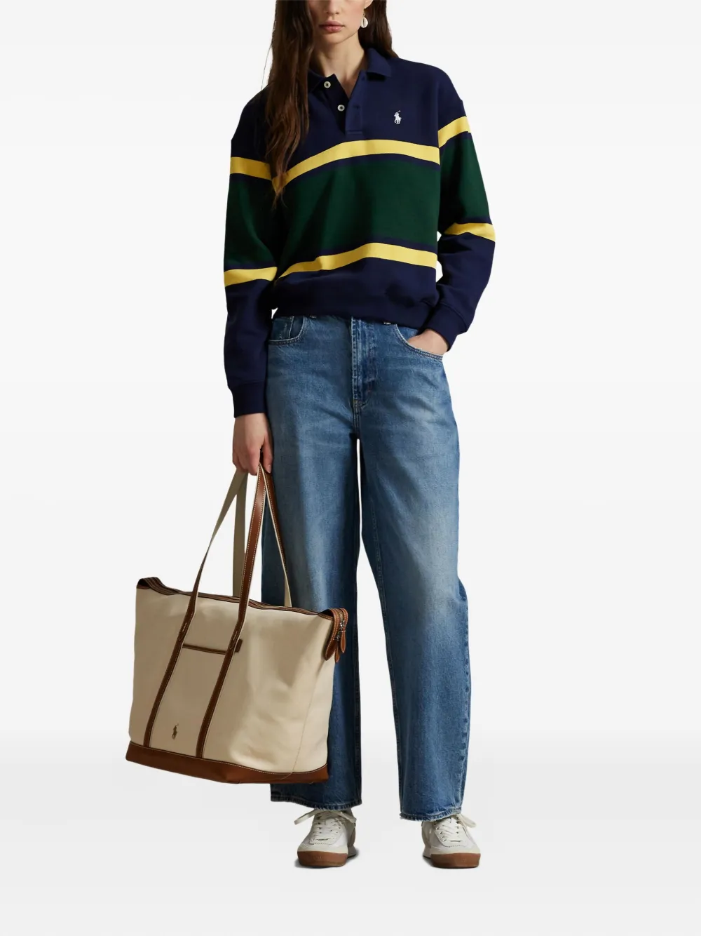 Polo Ralph Lauren Striped Cotton-blend Jersey Polo Shirt In Green