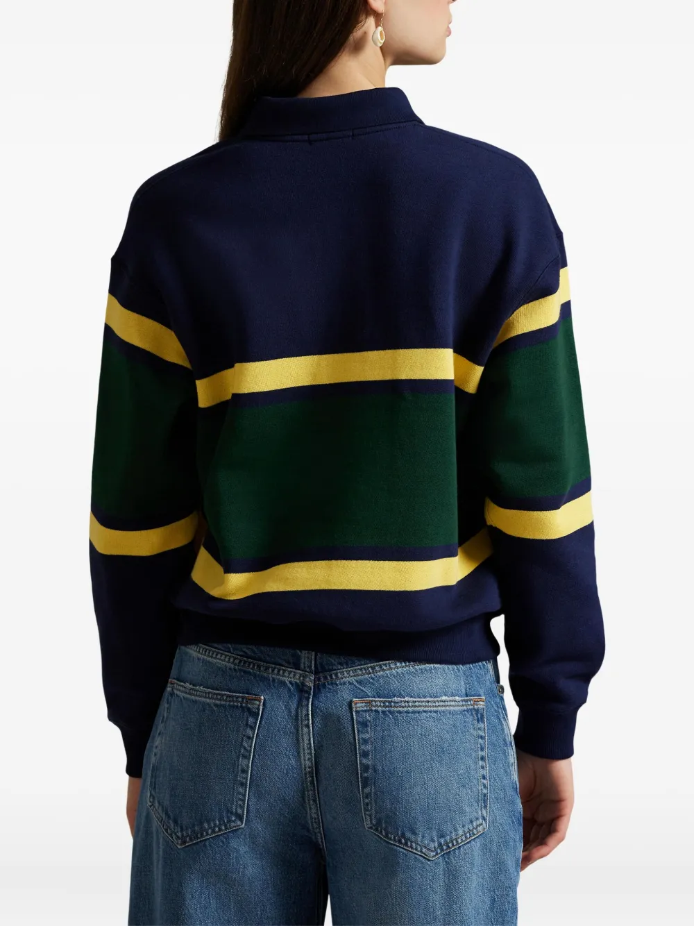 Polo Ralph Lauren Striped Cotton-blend Jersey Polo Shirt In Green
