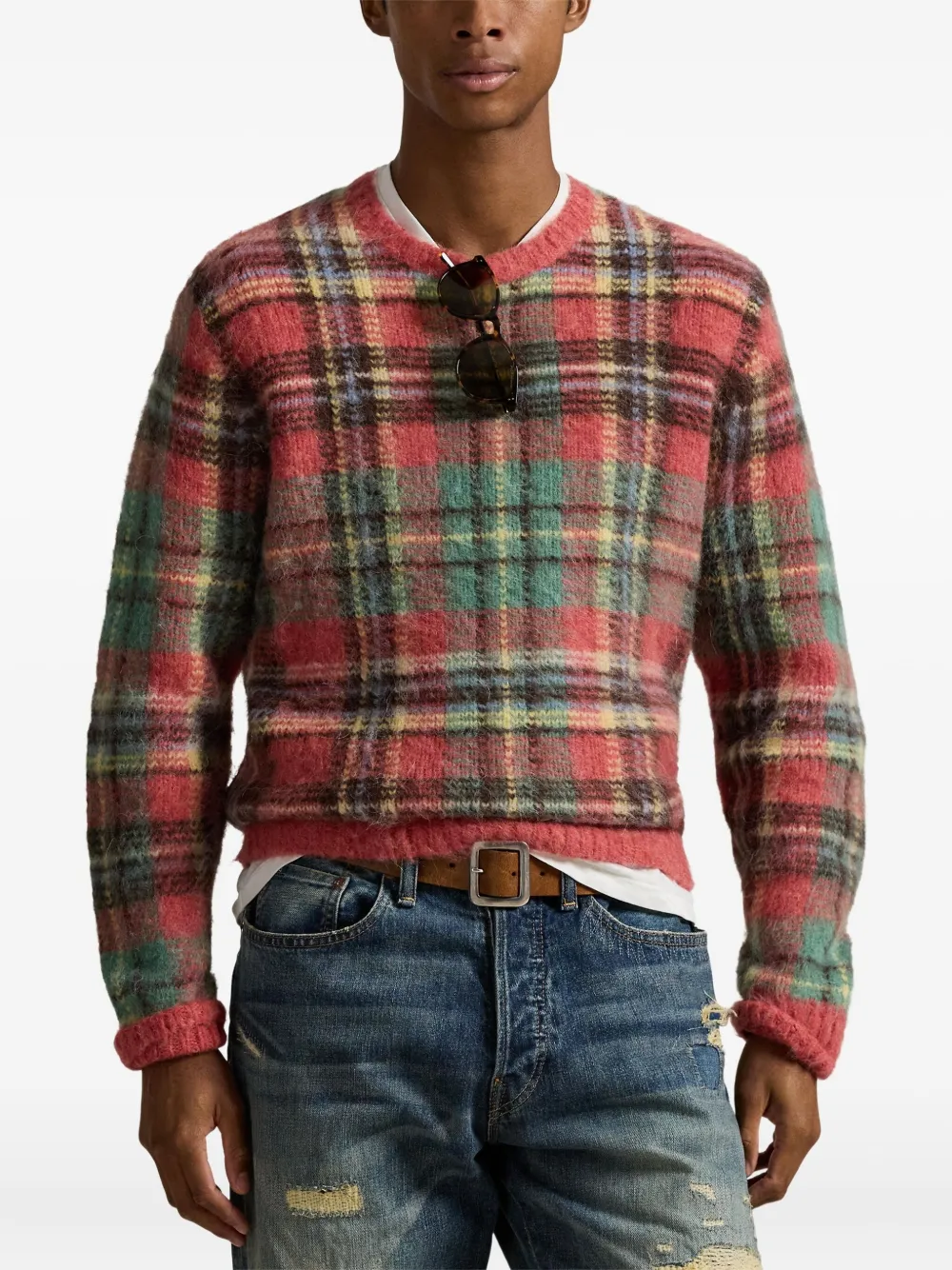 Polo Ralph Lauren Plaid Long-sleeve Sweater In Red