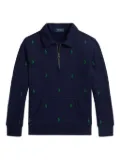 POLO RALPH LAUREN KIDS embroidered-logo half-zip sweatshirt - Blue