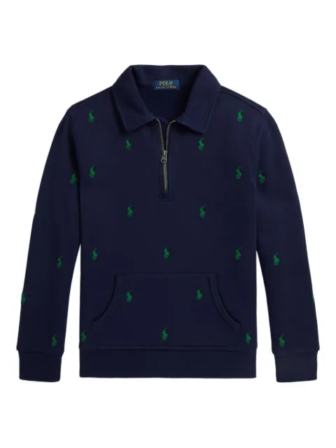 POLO RALPH LAUREN KIDS embroidered-logo half-zip sweatshirt