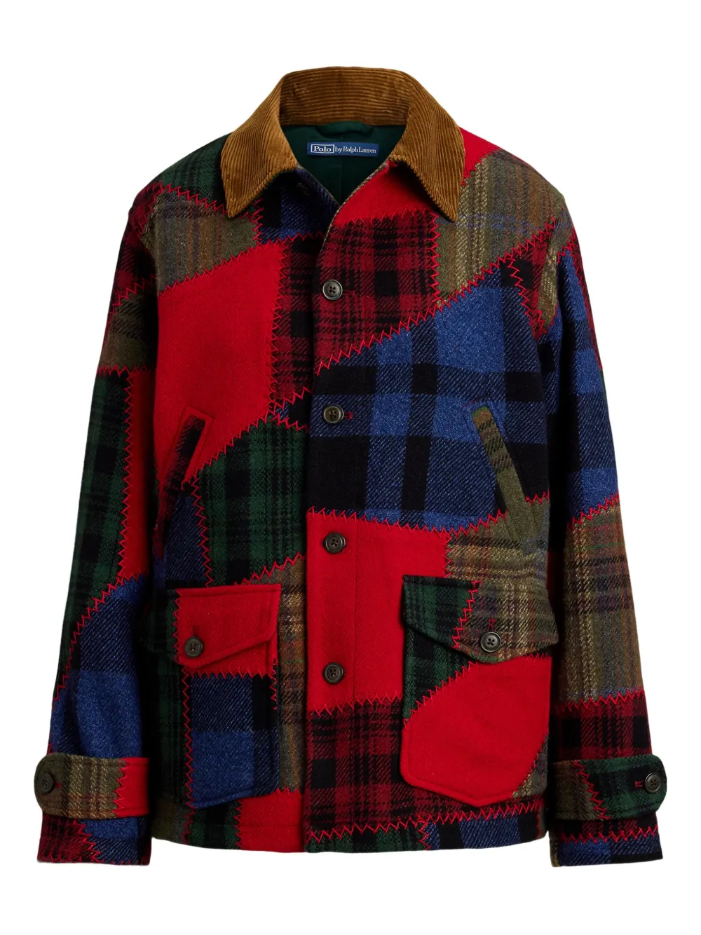 Polo Ralph Lauren Patchwork Corduroy-collar Jacket In Multi