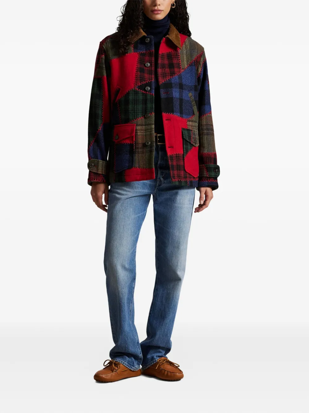 Polo Ralph Lauren Patchwork Corduroy-collar Jacket In Multi