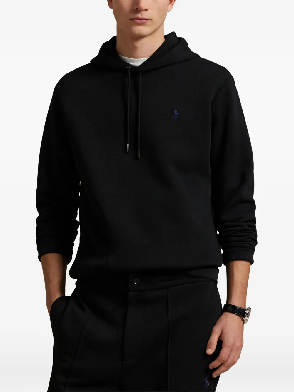 Polo Ralph Lauren Dubbelgebreide hoodie Zwart