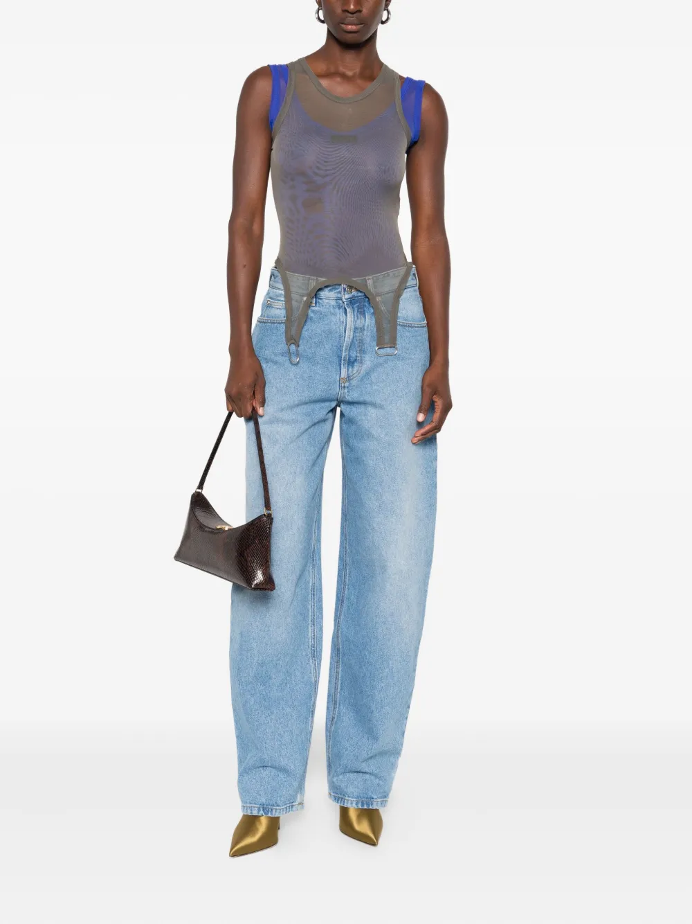 Mugler Mesh Layered Bodysuit In Multi