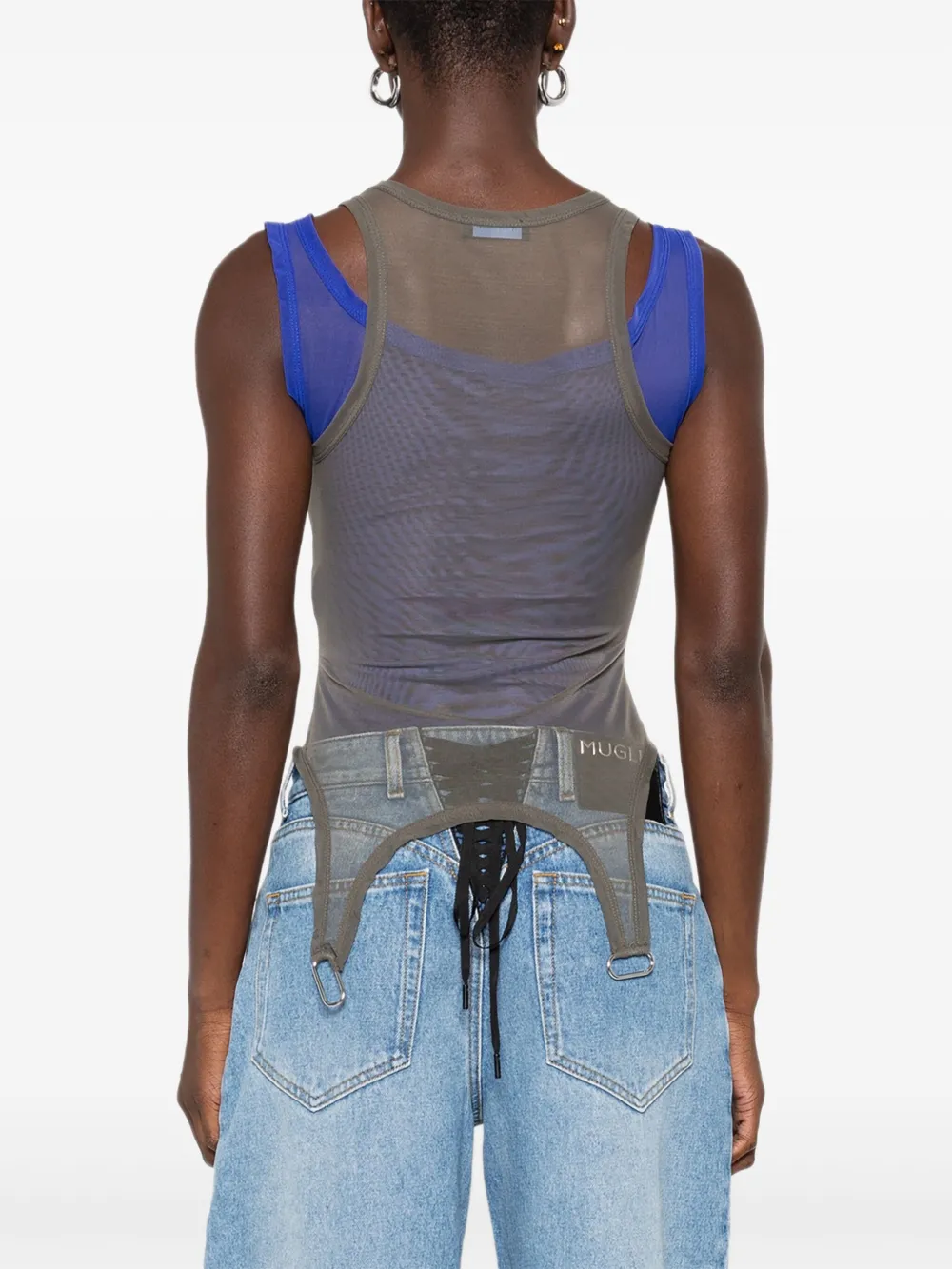 Mugler Mesh Layered Bodysuit In Multi