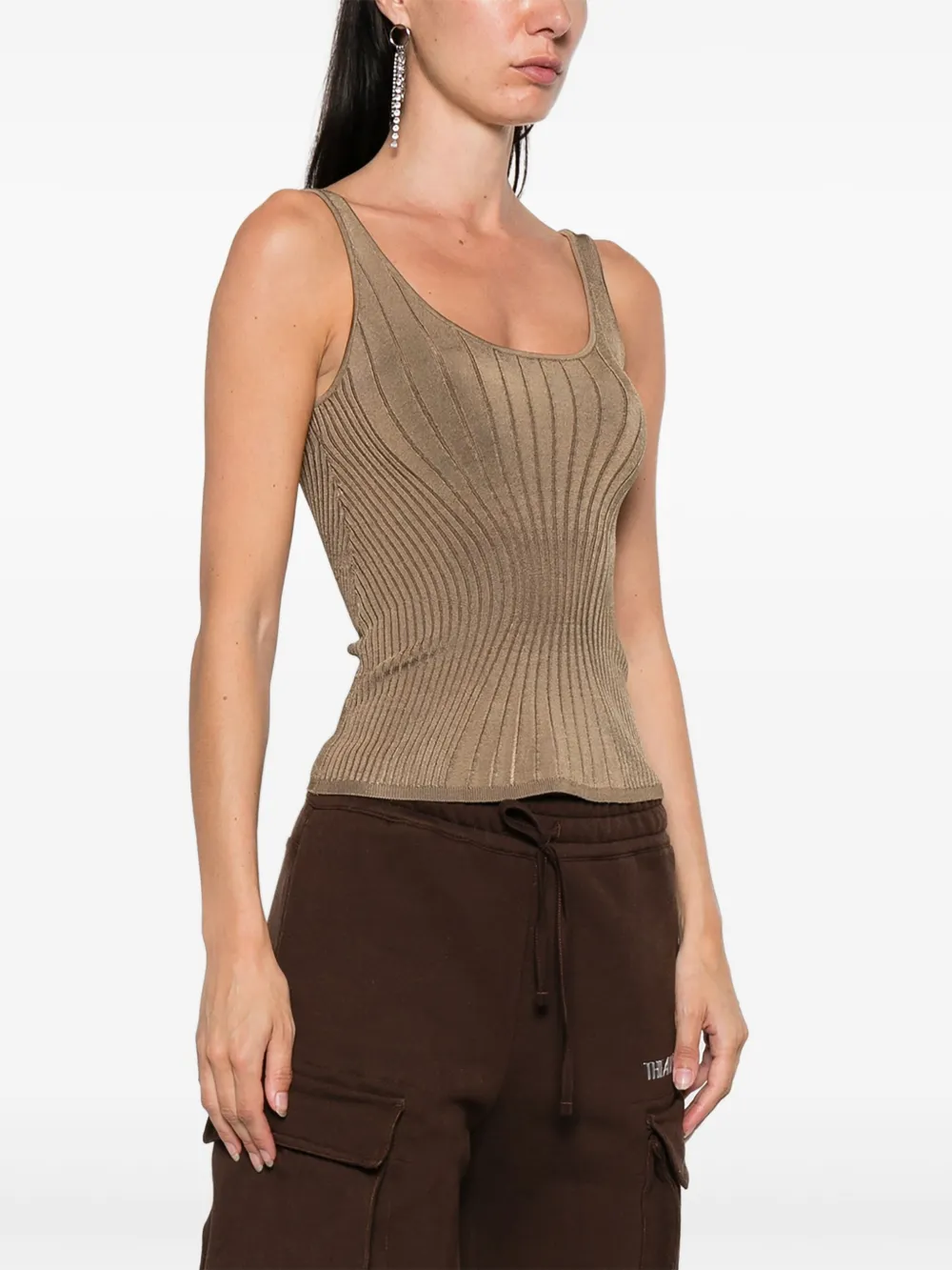  Mugler Ribbed Tank Top - Green 