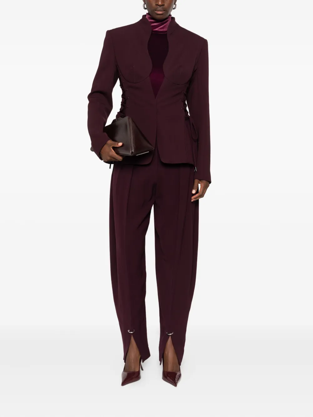 Mugler pleated split-hem trousers - Rood