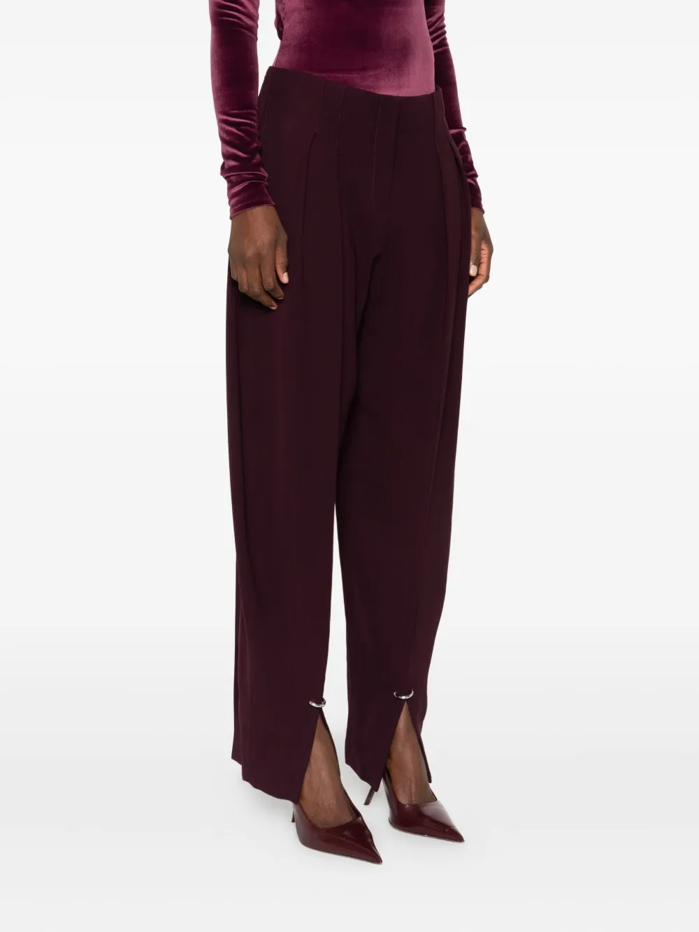 Mugler Plooibroek met split in de zoom Rood