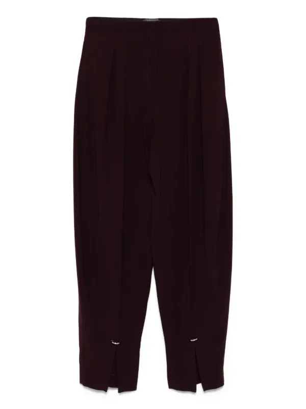 Mugler Pleated Split-hem Trousers in Red