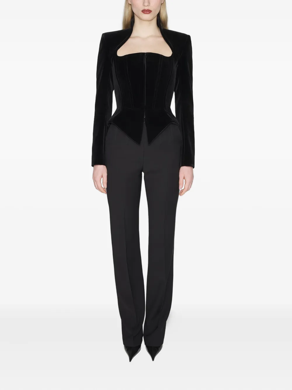 Mugler Fluwelen korset jack Zwart