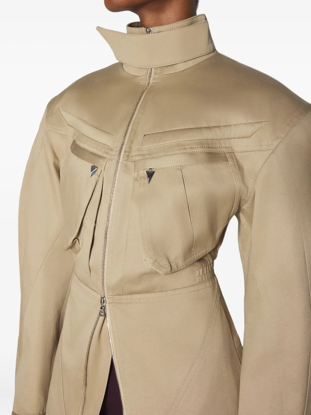 Mugler Cargo jack met pofmouwen Beige