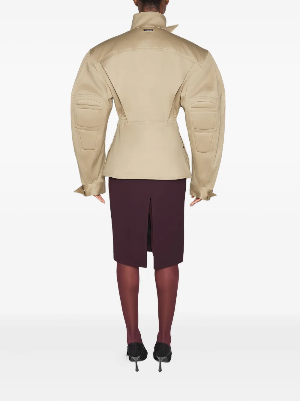 Mugler Cargo jack met pofmouwen Beige