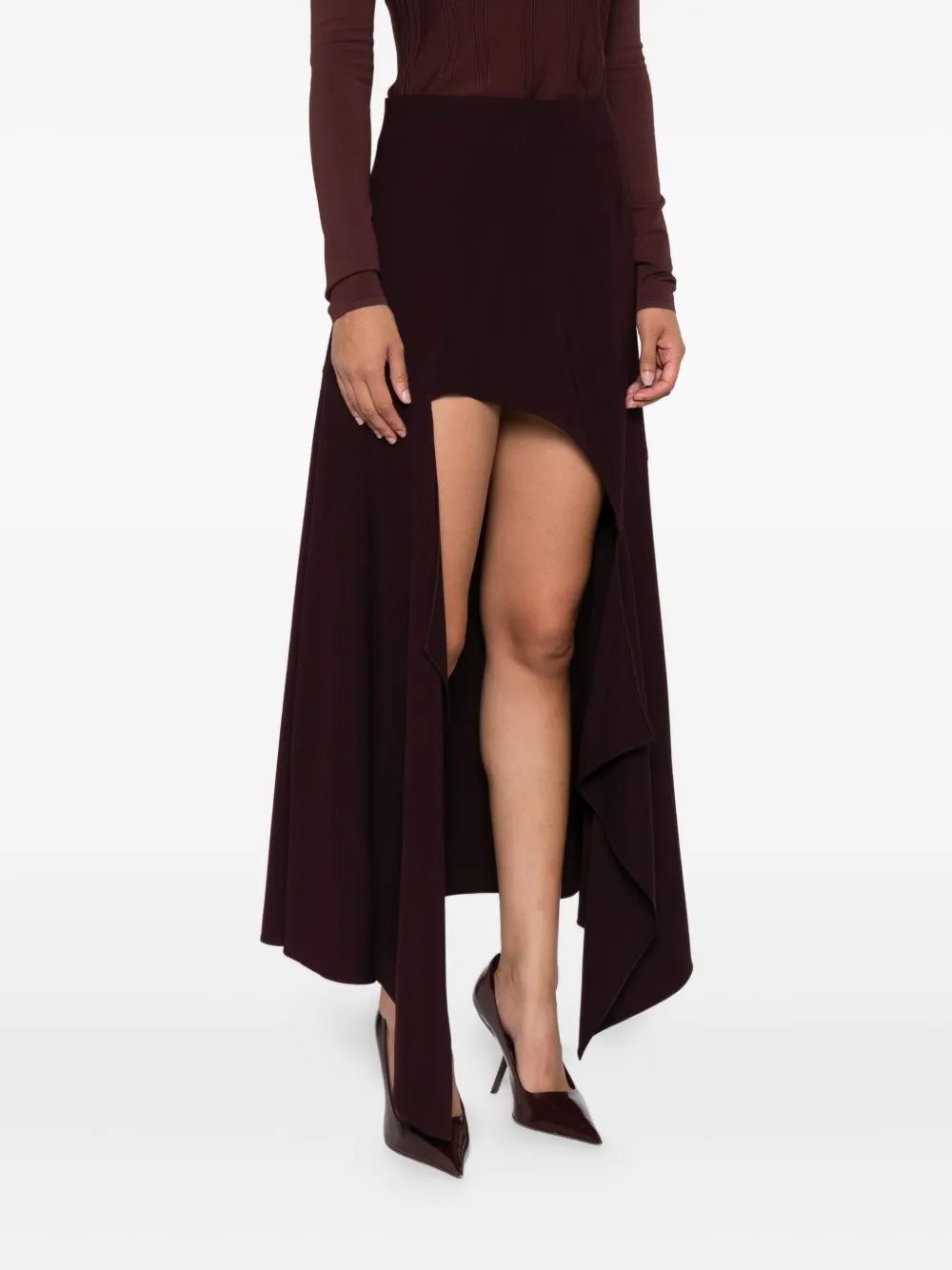 Mugler Rok met ruches Rood