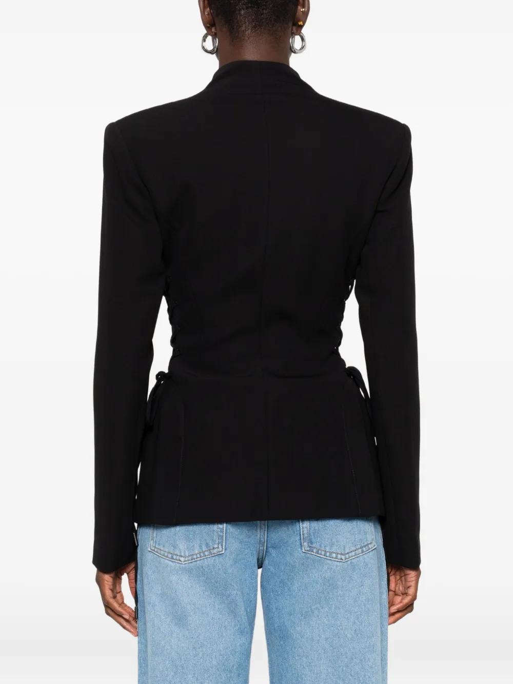 Mugler Sculpturaal jack met veters Zwart
