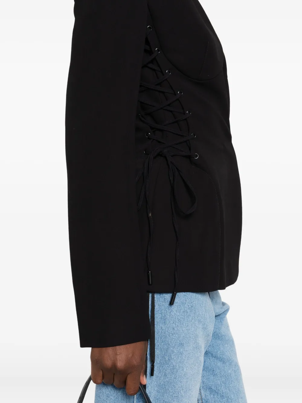 Mugler Sculpturaal jack met veters Zwart