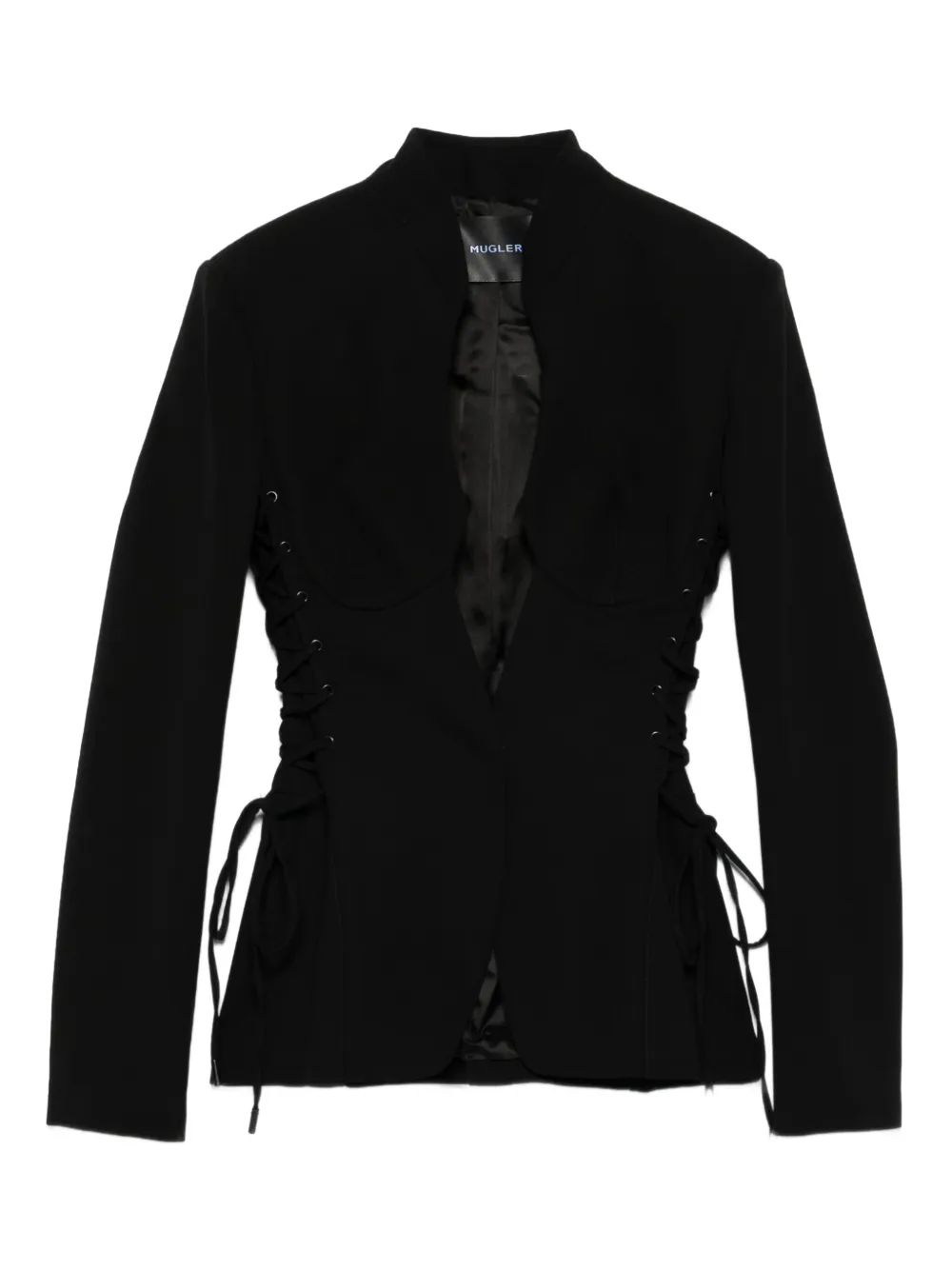 Mugler Sculpturaal jack met veters Zwart