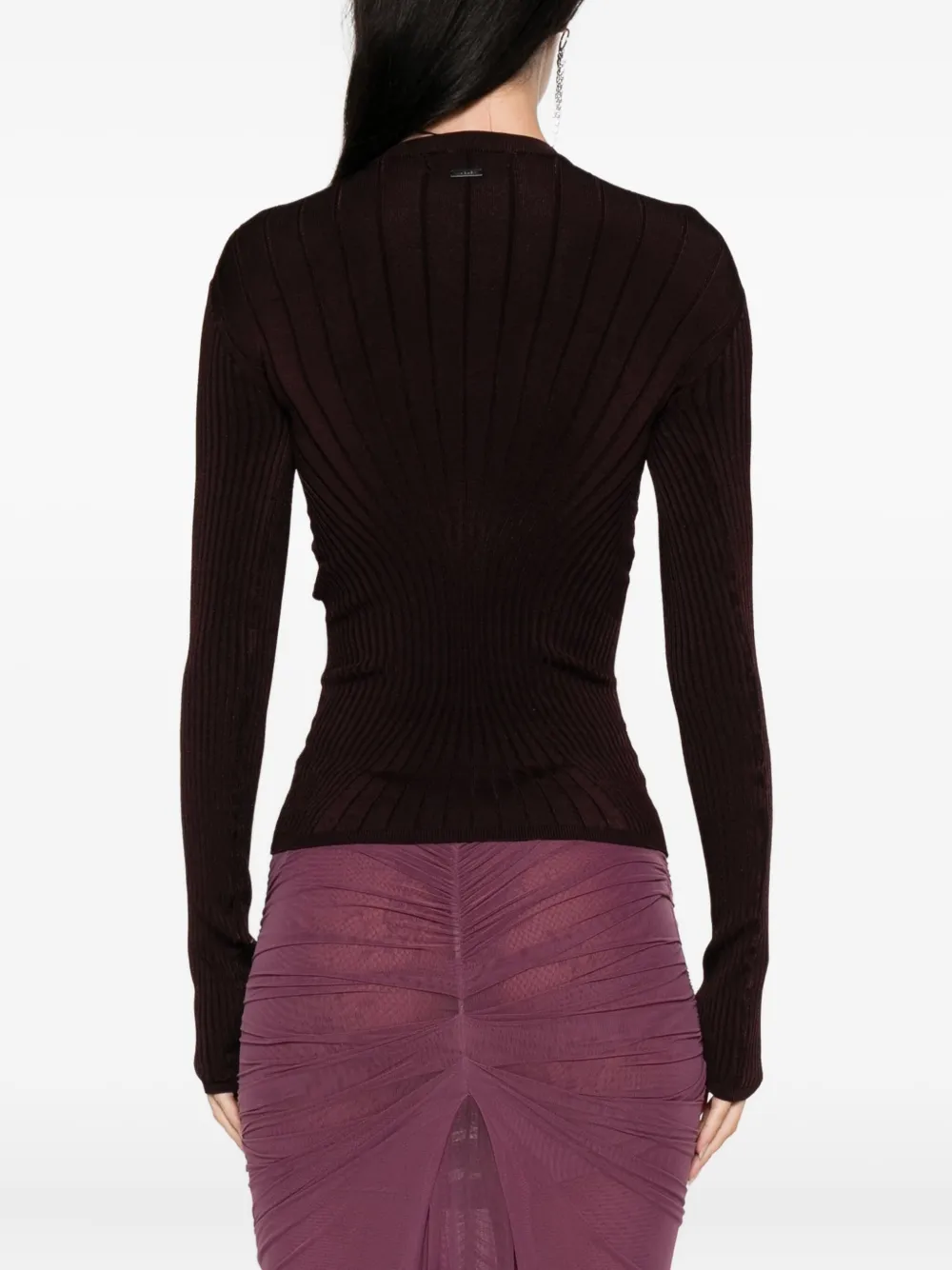 Mugler Geribbelde top Paars