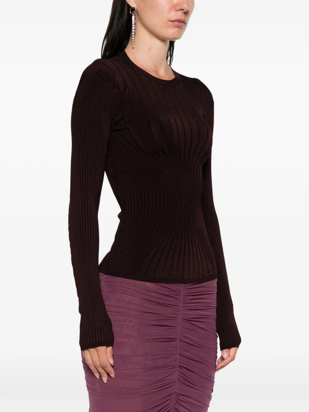 Mugler Geribbelde top Paars