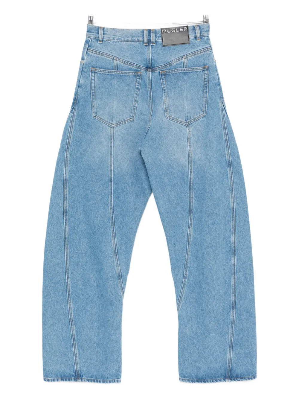 Mugler Panelled Cotton Jeans In Blue