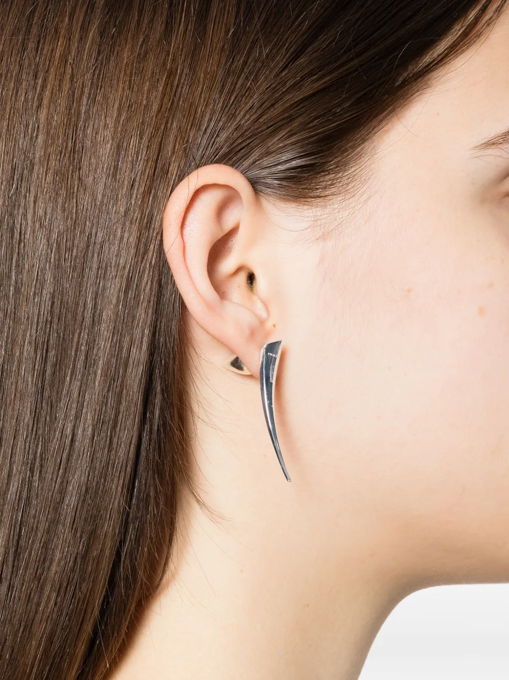 Mugler Oorbellen met gegraveerd logo - Zilver