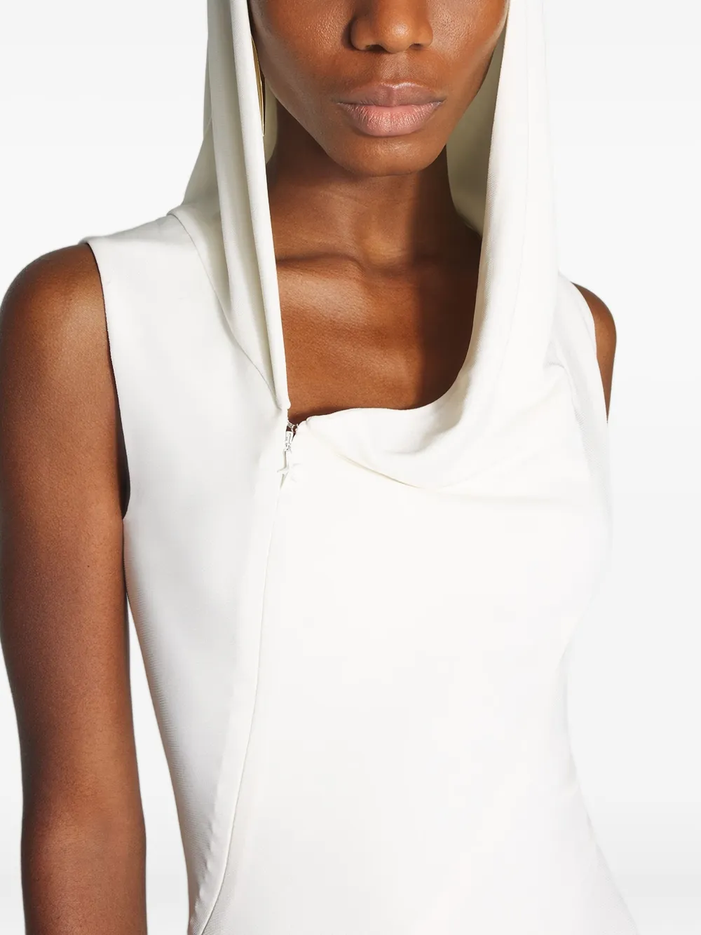 Mugler Hooded Maxi Dress In White