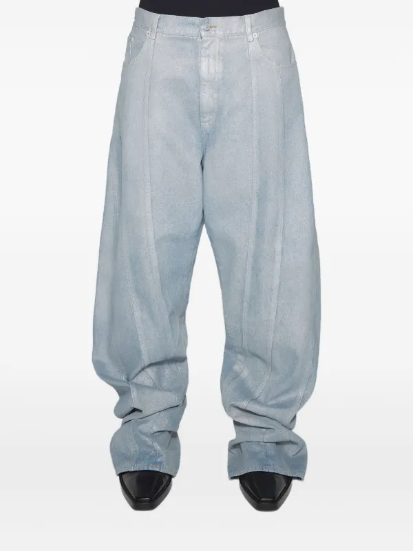 Mugler Panelled Cotton Trousers in Blue