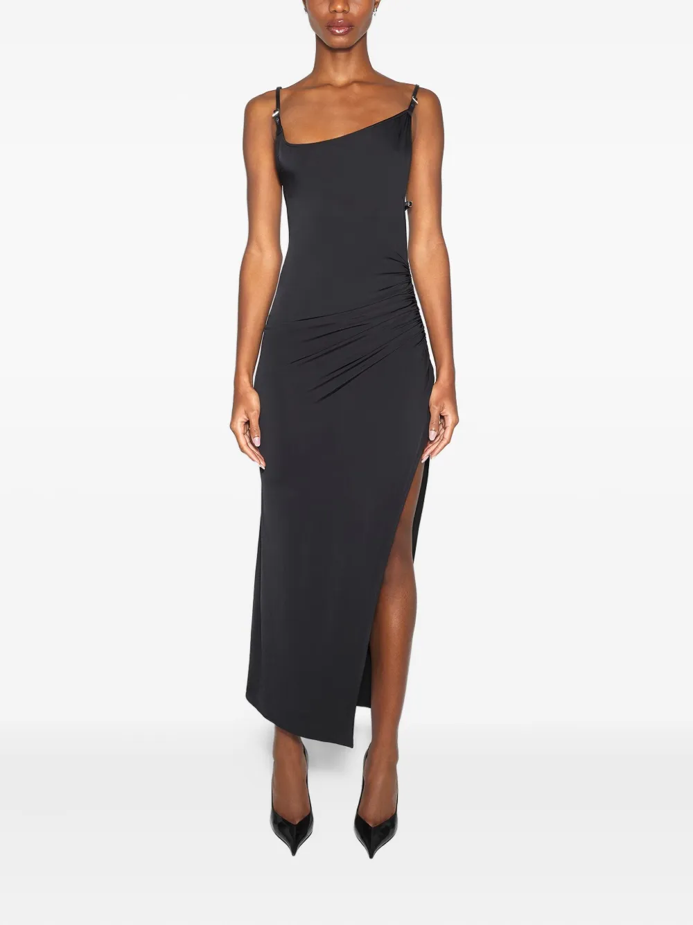 Mugler Asymmetrische midi-jurk Zwart