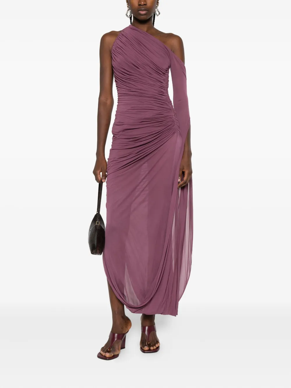 Mugler one-shoulder draped asymmetric dress - Roze