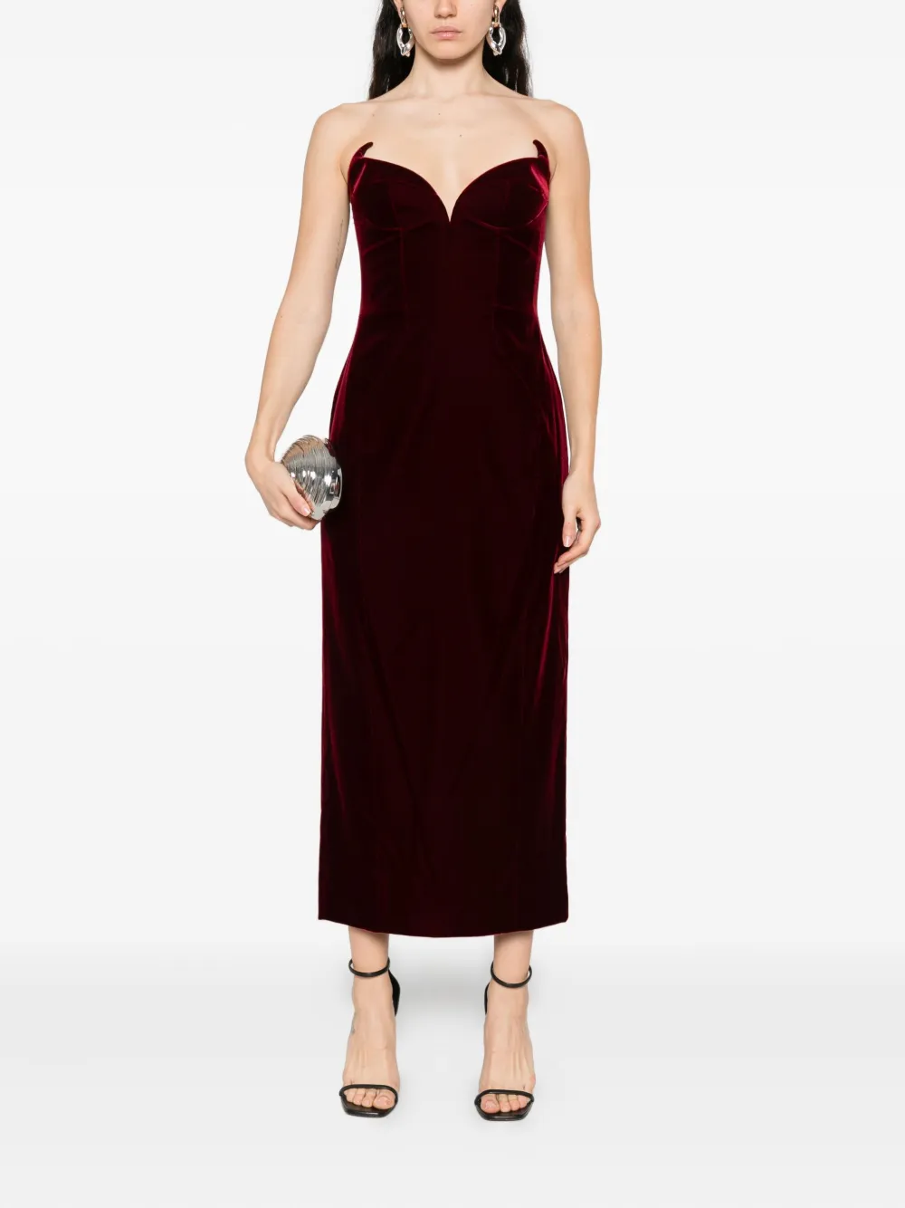 Mugler Fluwelen mini-jurk - Rood