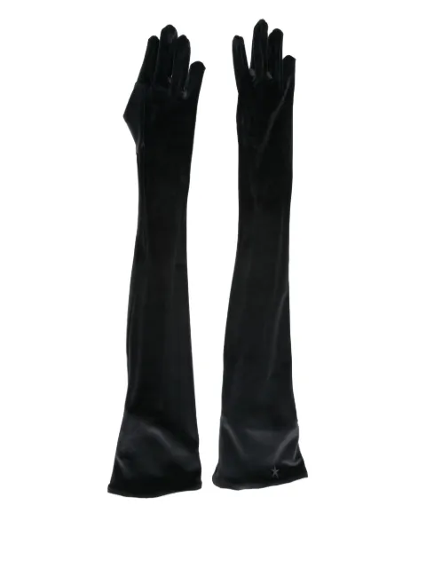 Mugler logo-embellished velvet gloves