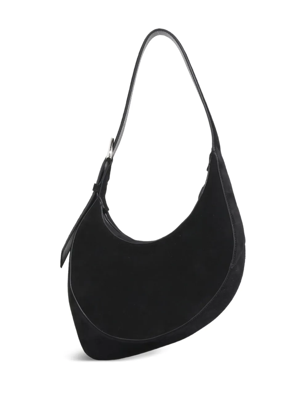 Mugler Crescent suède schoudertas - Zwart