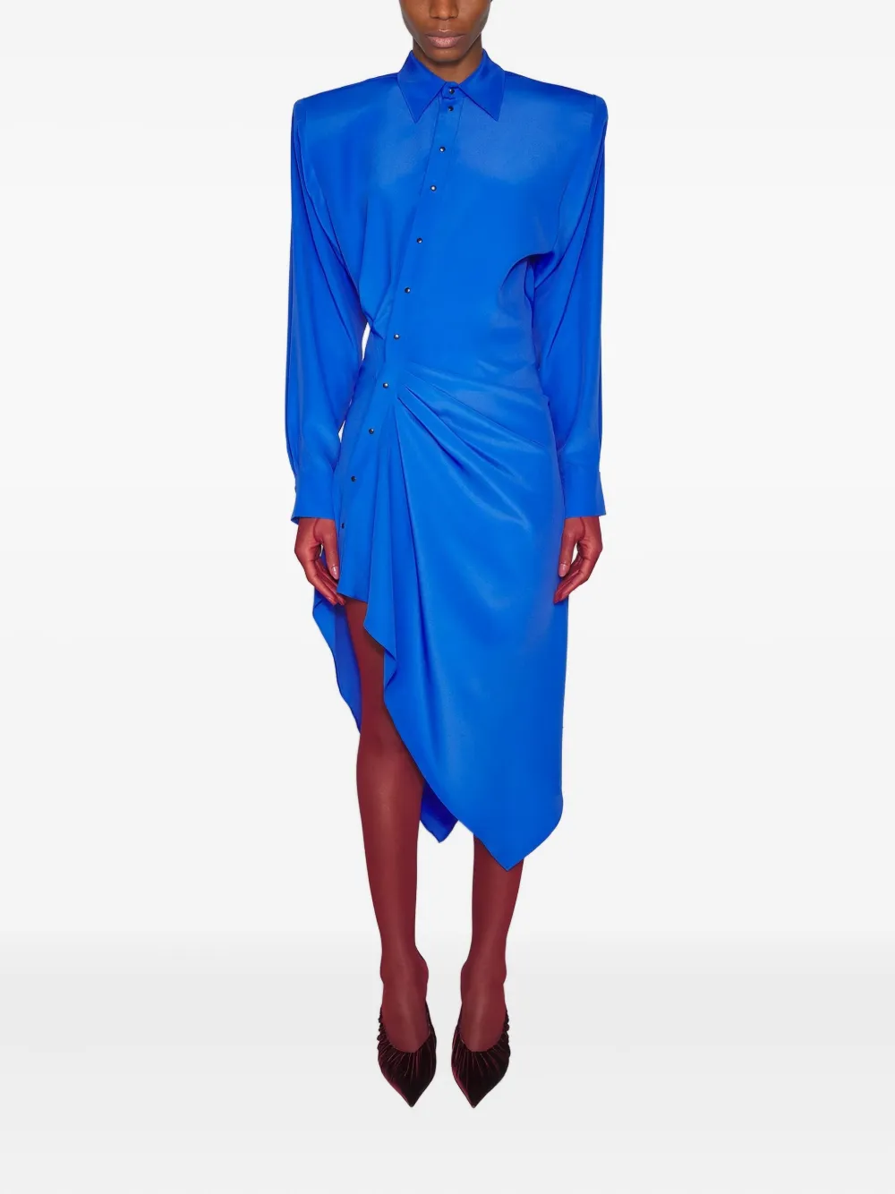 Mugler padded-shoulder asymmetrical dress | Blue | Image 1