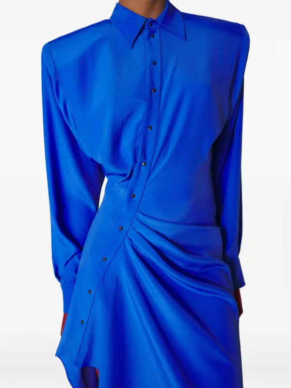 Mugler padded-shoulder Asymmetrical Dress | Blue | FARFETCH JO