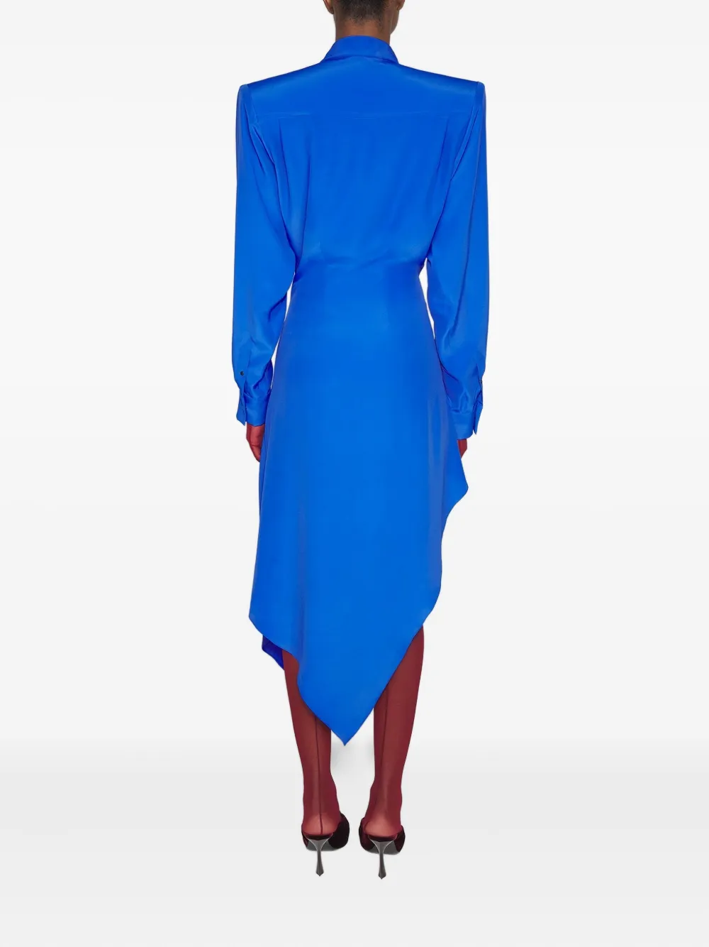 Mugler Asymmetrische jurk met schoudervullingen - Blauw