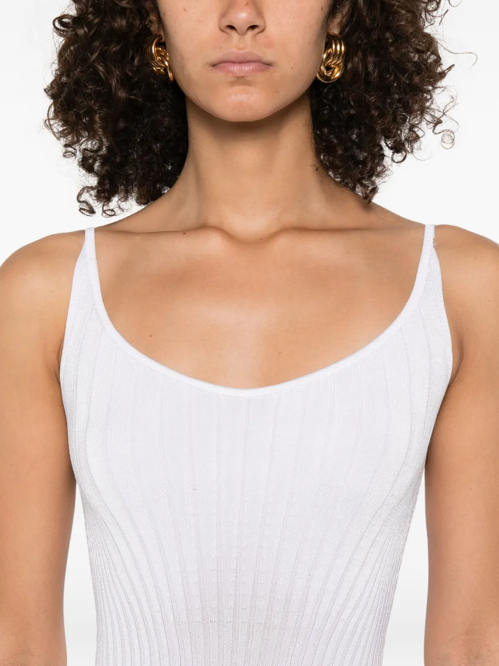 Mugler ribbed midi dress Wit