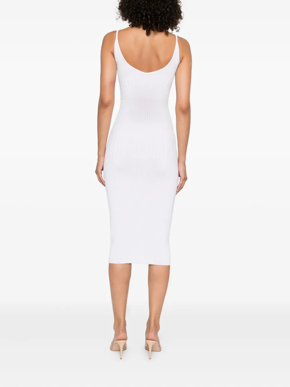 Mugler ribbed midi dress Wit