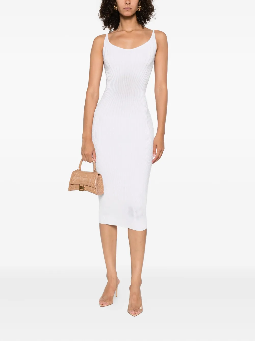 Mugler ribbed midi dress Wit