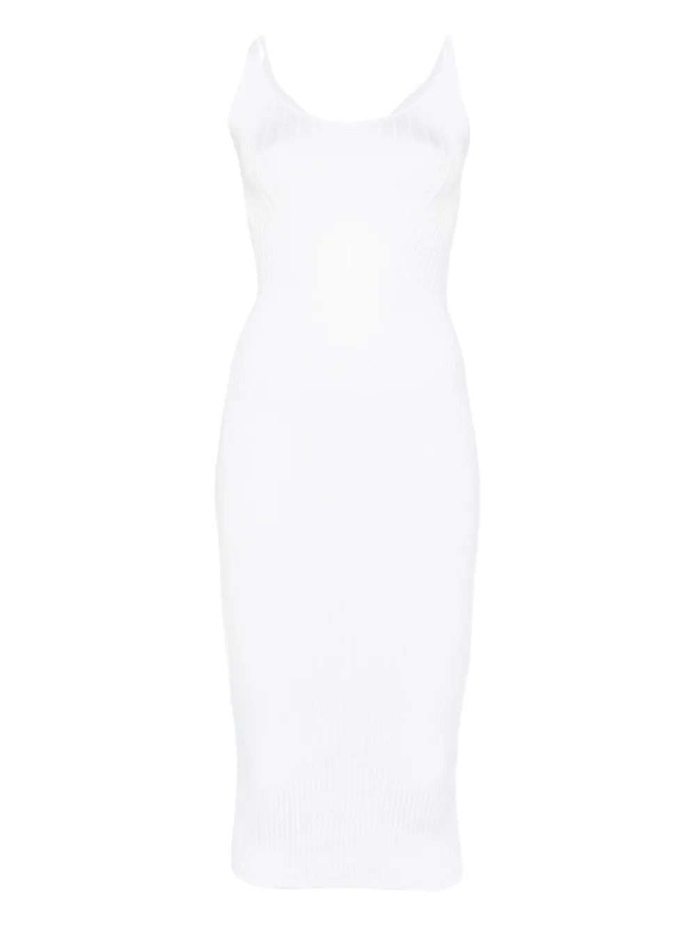 Mugler ribbed midi dress - ホワイト Mugler ribbed midi dress - ホワイト