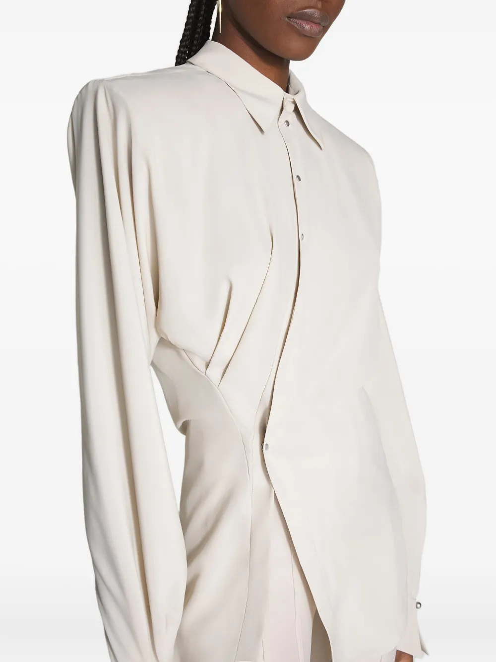 Mugler draped-shoulder button shirt | Neutrals | Image 1