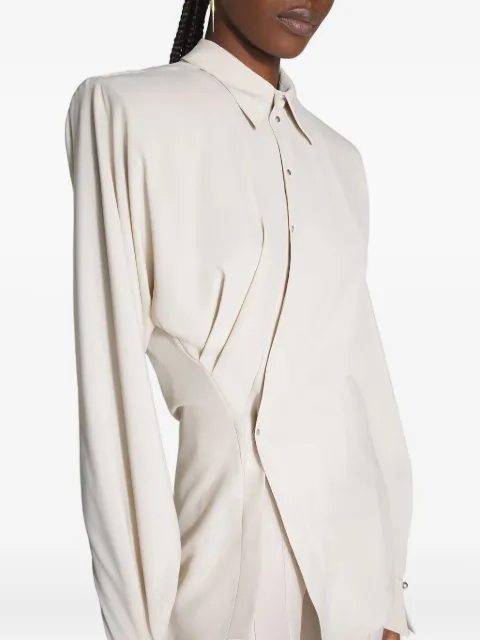 Mugler draped-shoulder button shirt