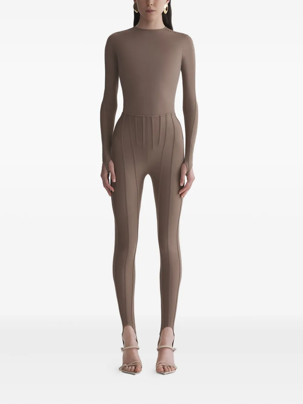 Mugler Legging met afwerking - Bruin