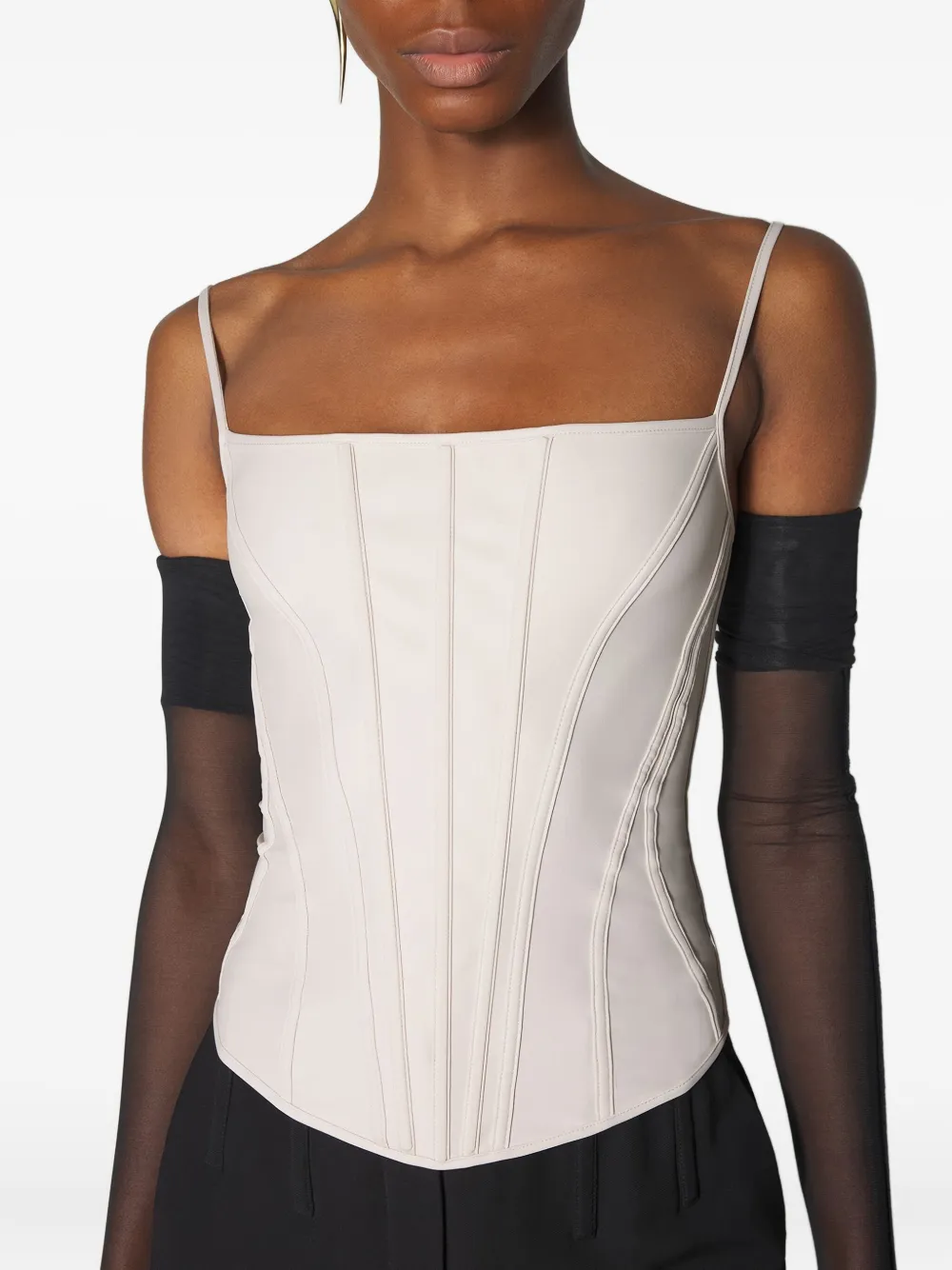Mugler Korset top met gestikte vlakken Wit