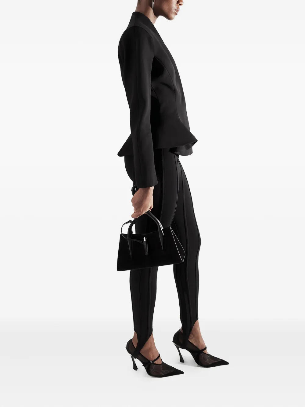 Mugler piped-boning waist leggings - Zwart