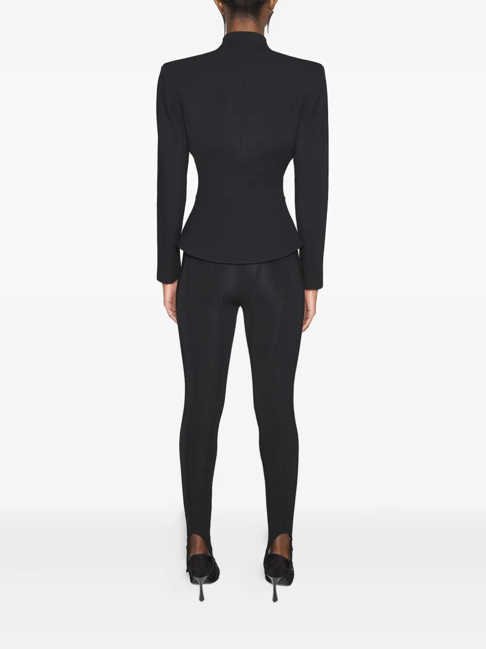 Mugler Piped-boning Waist Leggings In Black