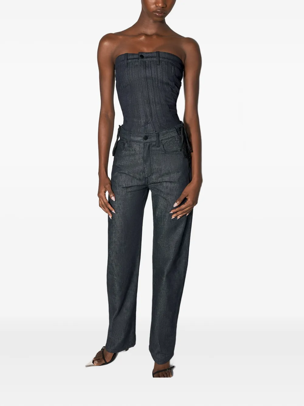 Mugler lace-up straight jeans - Blauw