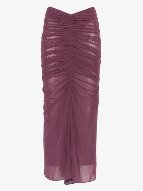 Mugler ruched mesh maxi skirt