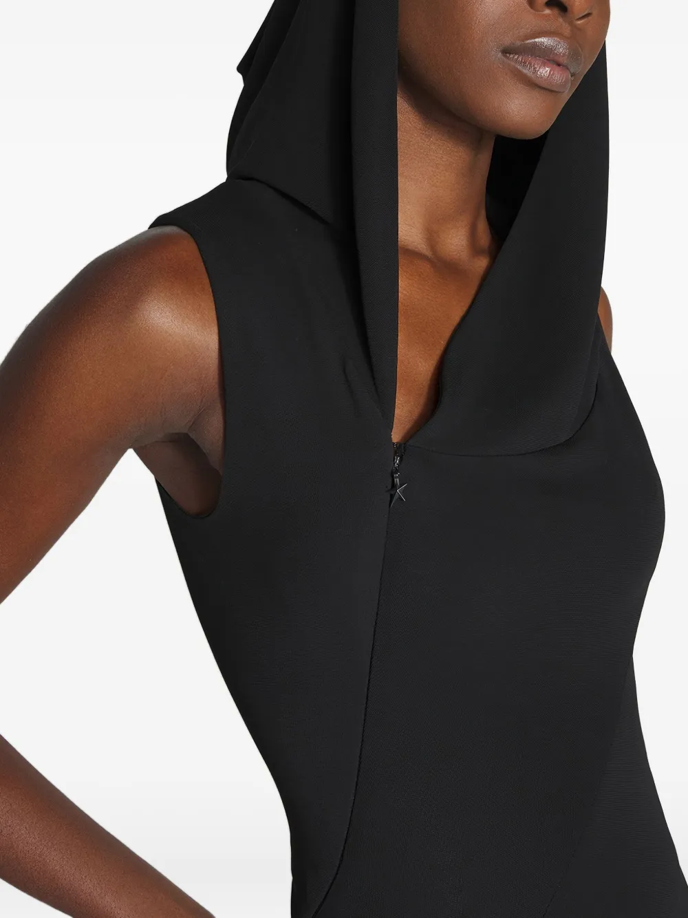 Mugler Maxi-jurk met capuchon Zwart