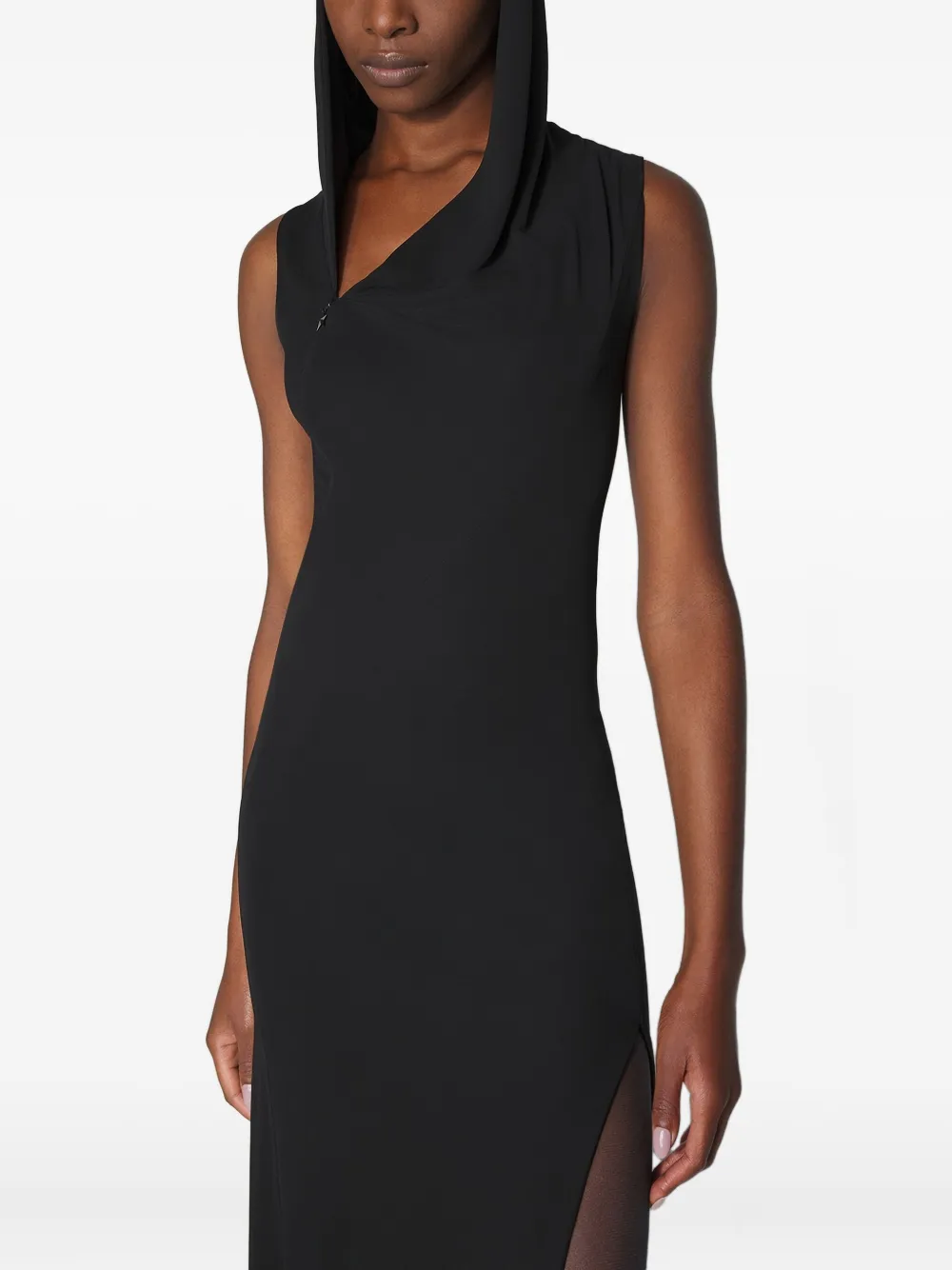 Mugler Maxi-jurk met capuchon Zwart