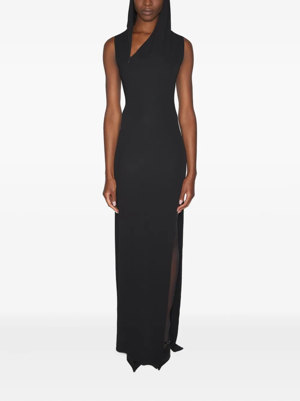 Mugler Maxi-jurk met capuchon - Zwart